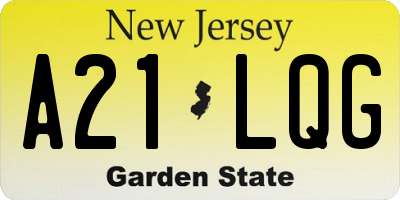 NJ license plate A21LQG
