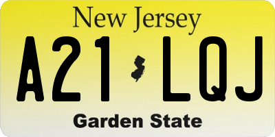 NJ license plate A21LQJ