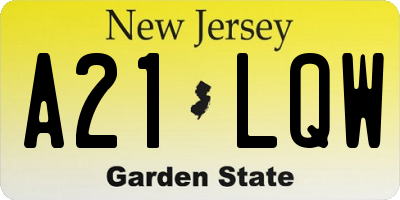NJ license plate A21LQW