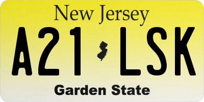 NJ license plate A21LSK