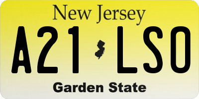 NJ license plate A21LSO