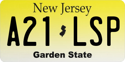 NJ license plate A21LSP
