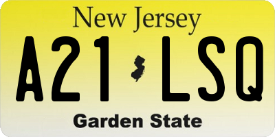 NJ license plate A21LSQ