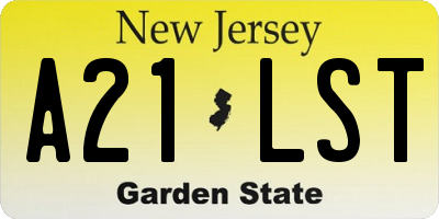 NJ license plate A21LST
