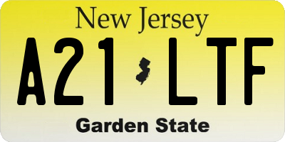 NJ license plate A21LTF