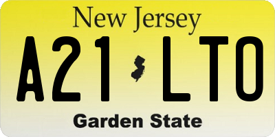 NJ license plate A21LTO