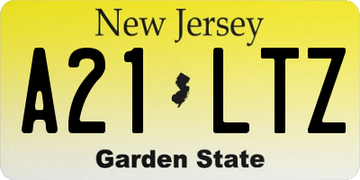 NJ license plate A21LTZ