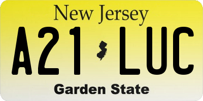 NJ license plate A21LUC