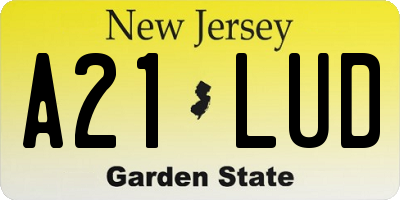 NJ license plate A21LUD