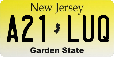 NJ license plate A21LUQ