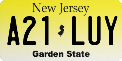 NJ license plate A21LUY