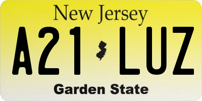 NJ license plate A21LUZ