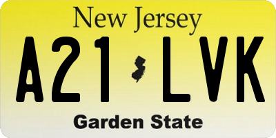 NJ license plate A21LVK