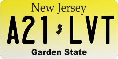 NJ license plate A21LVT