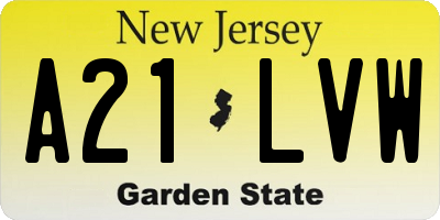 NJ license plate A21LVW