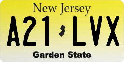 NJ license plate A21LVX
