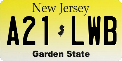 NJ license plate A21LWB