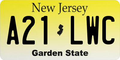 NJ license plate A21LWC