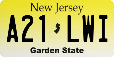 NJ license plate A21LWI