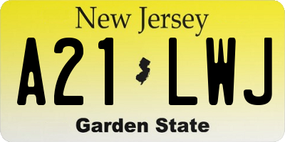 NJ license plate A21LWJ