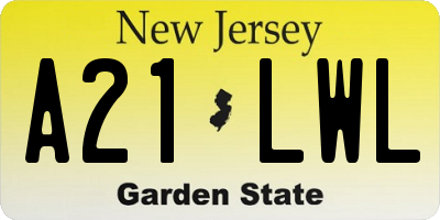 NJ license plate A21LWL