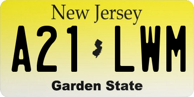 NJ license plate A21LWM