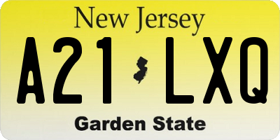 NJ license plate A21LXQ