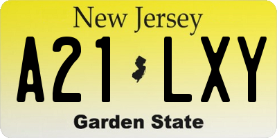 NJ license plate A21LXY