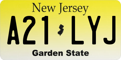NJ license plate A21LYJ