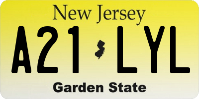 NJ license plate A21LYL