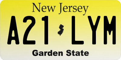 NJ license plate A21LYM
