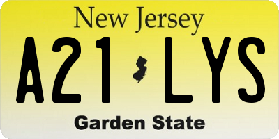 NJ license plate A21LYS