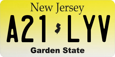 NJ license plate A21LYV