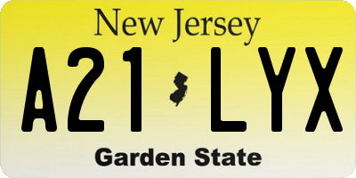 NJ license plate A21LYX