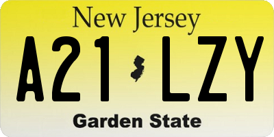 NJ license plate A21LZY