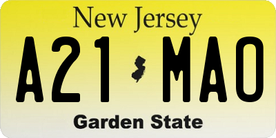 NJ license plate A21MAO