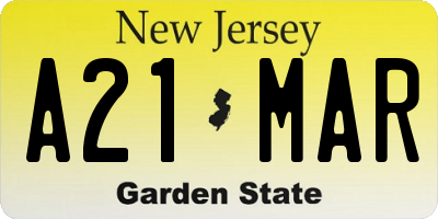 NJ license plate A21MAR