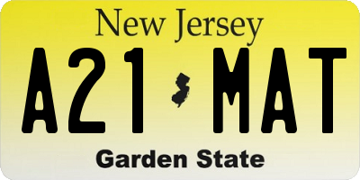 NJ license plate A21MAT