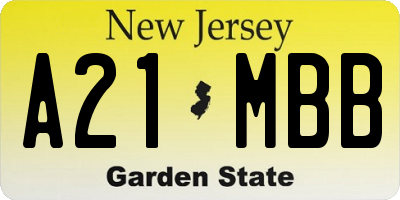 NJ license plate A21MBB