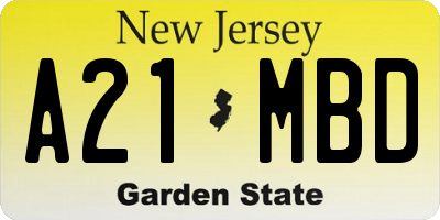 NJ license plate A21MBD