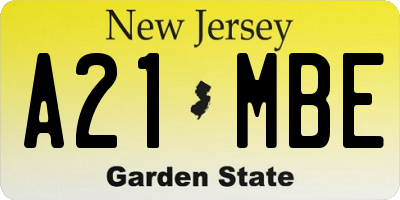 NJ license plate A21MBE