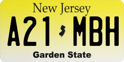 NJ license plate A21MBH