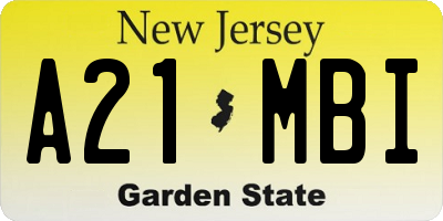 NJ license plate A21MBI
