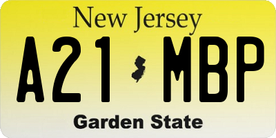 NJ license plate A21MBP