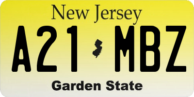 NJ license plate A21MBZ