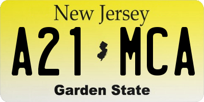 NJ license plate A21MCA
