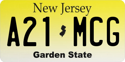 NJ license plate A21MCG