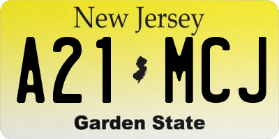 NJ license plate A21MCJ