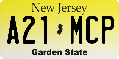 NJ license plate A21MCP