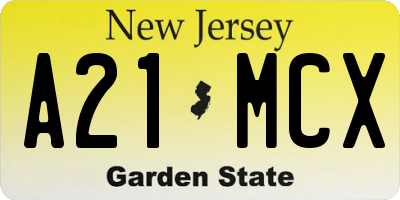 NJ license plate A21MCX